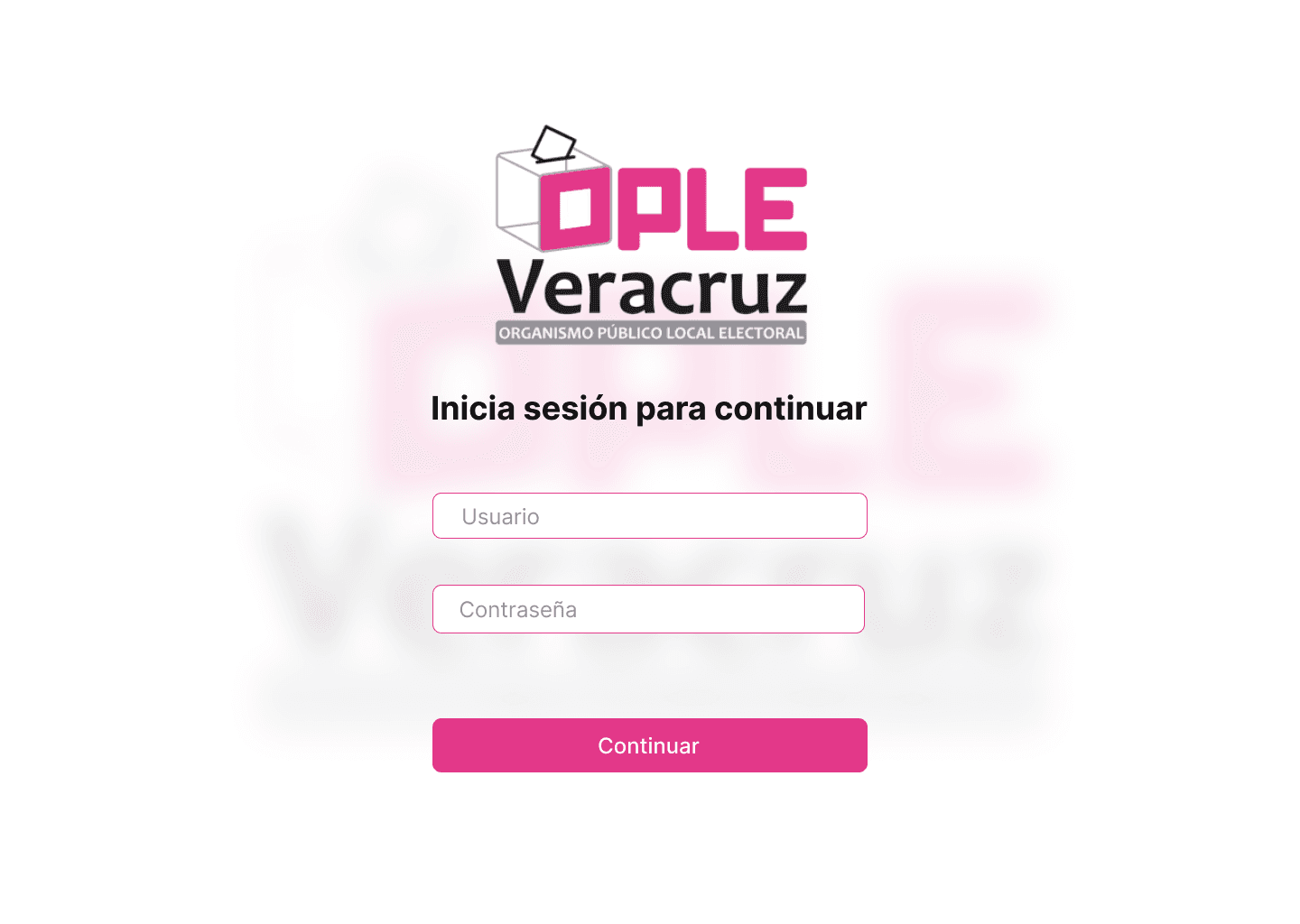 Interfaz del sistema electoral OPLE Veracruz